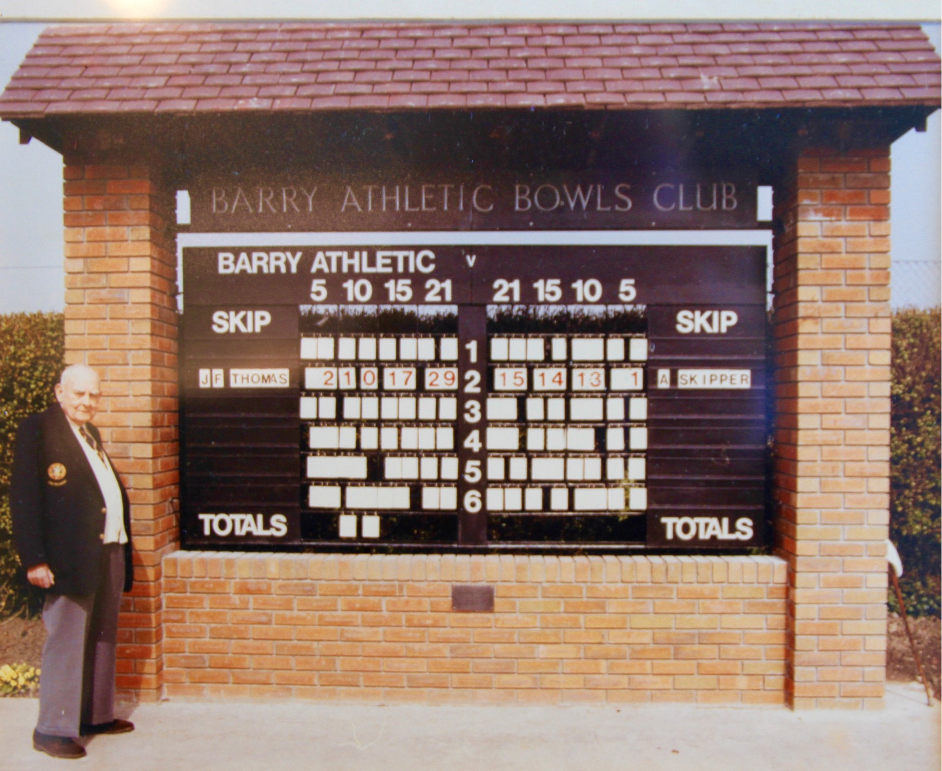 Presentation of New Club Scoreboard 1986 by J.F. Thomas