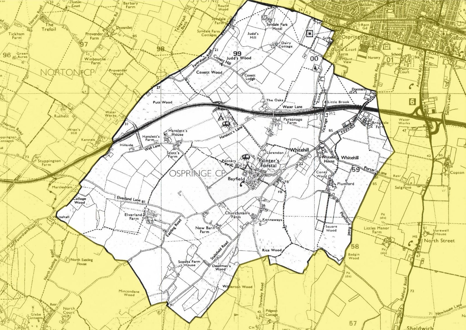 Ordnance Survey Map showing parish boundary