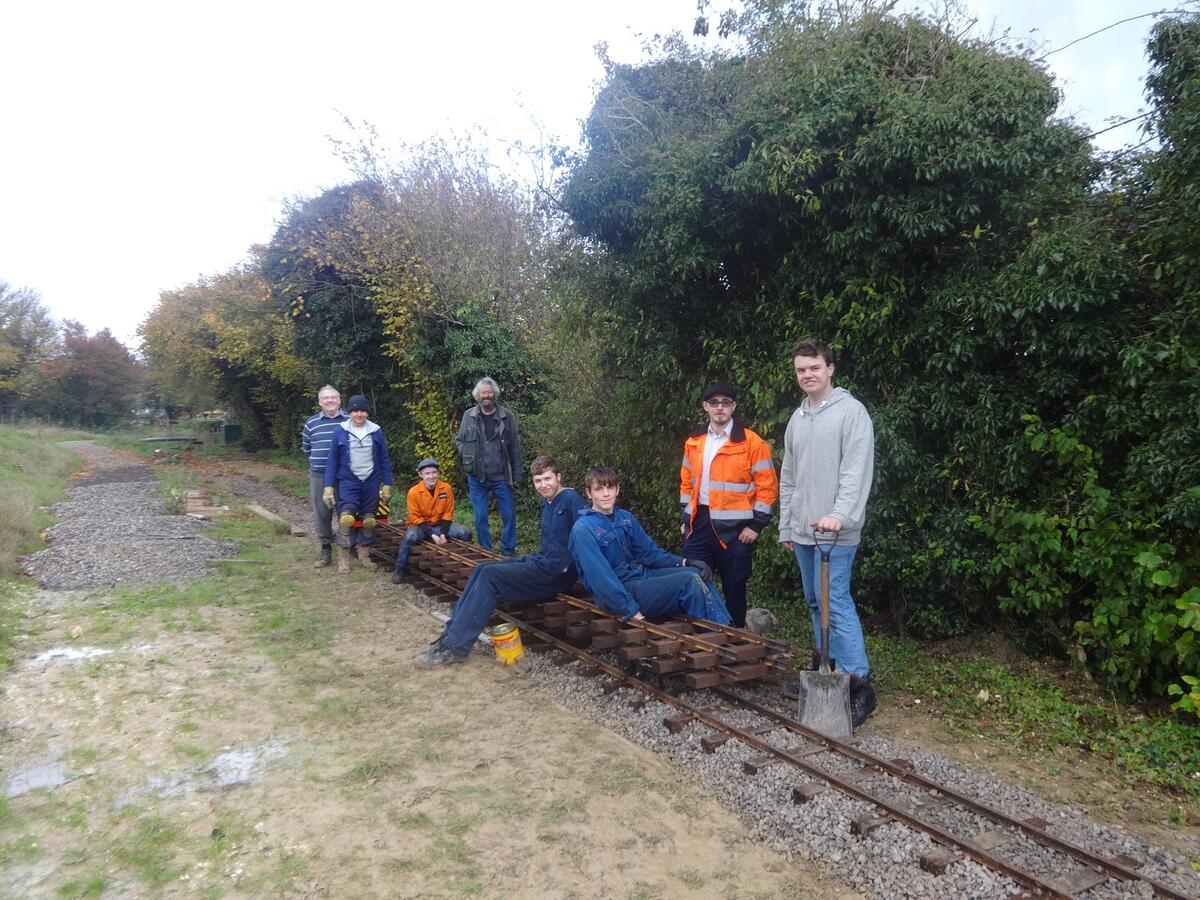 Track Laying gang near the end of the line by the site of the new station.