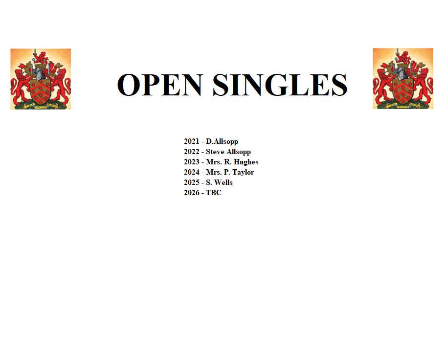 Gloucester City Bowls Club Open Singles