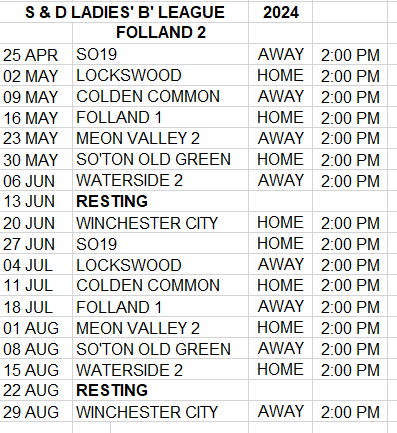 Folland Bowls Club League Fixtures