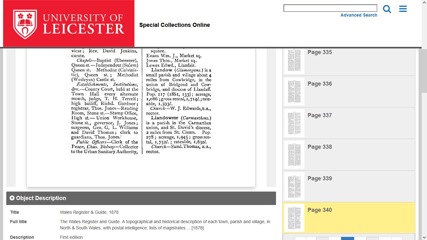Description of the village and its facilities in 1878