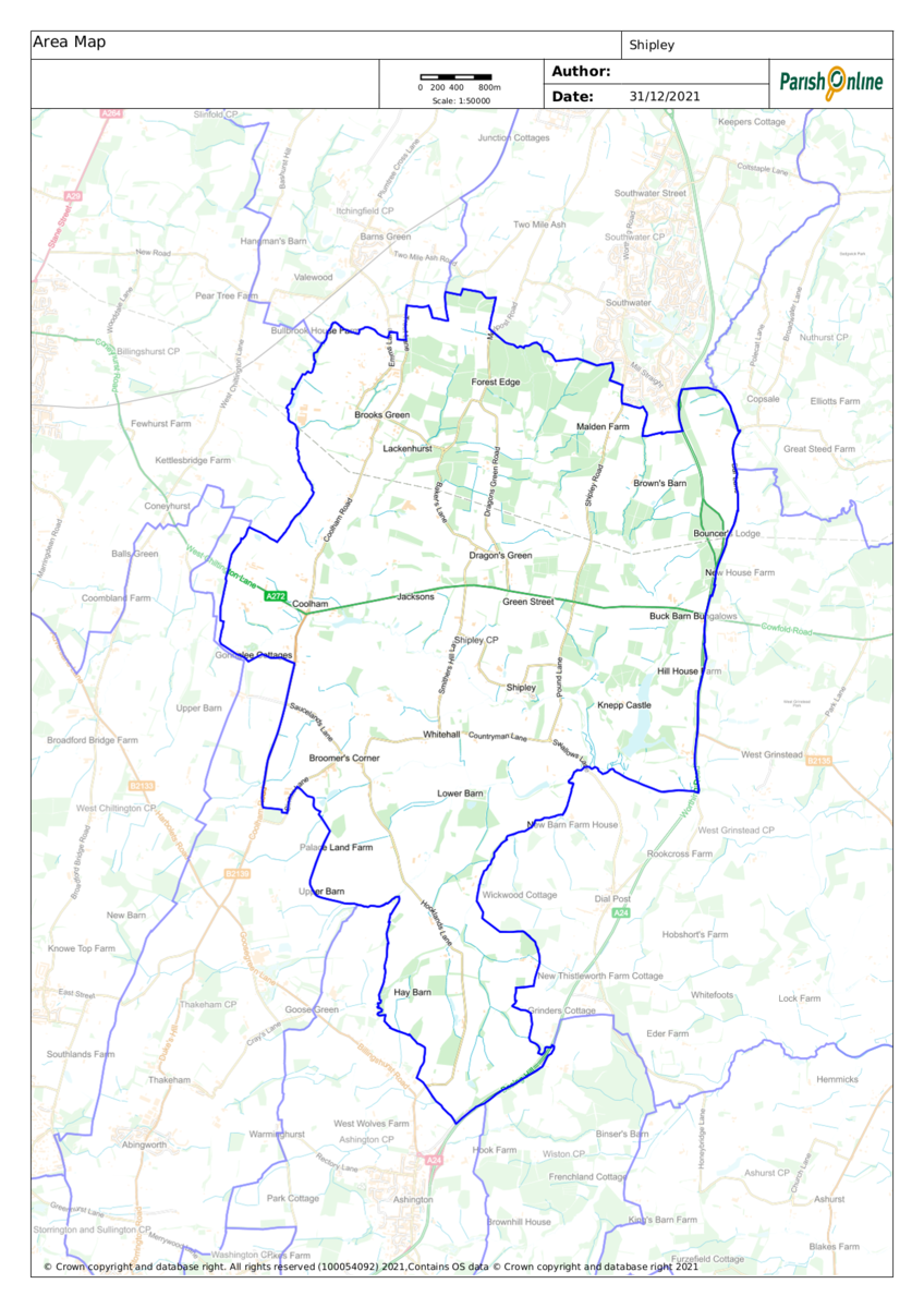 Shipley Parish Council Area map