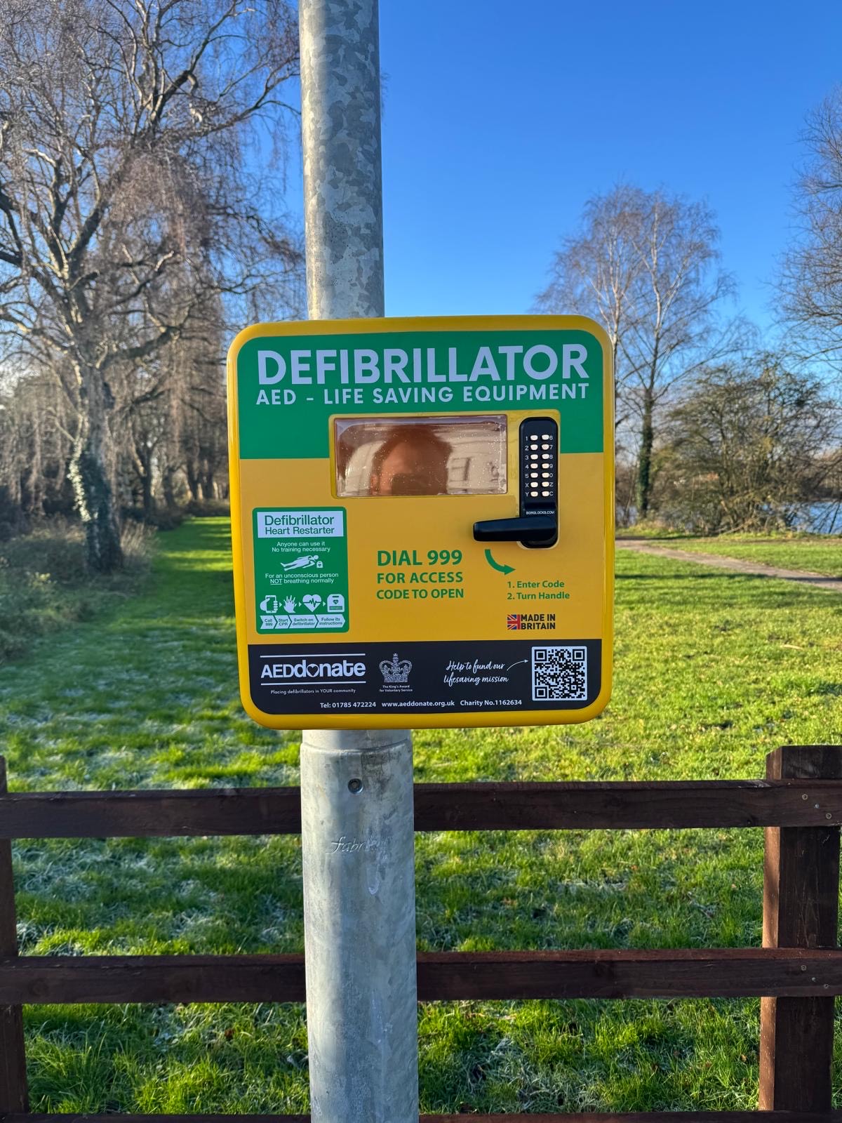 Defibrillator Cabinet at Heron Way Car Park