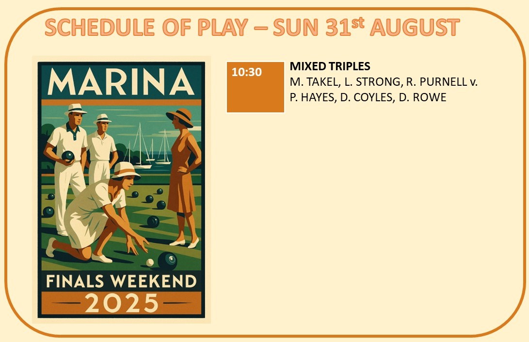 Marina Bowling Club Dawlish Finals Day Schedule