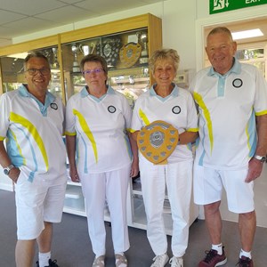 Winners Stephen Oliver, Helen Bender, Mary Greenfield (Skip) and Bob Palmer