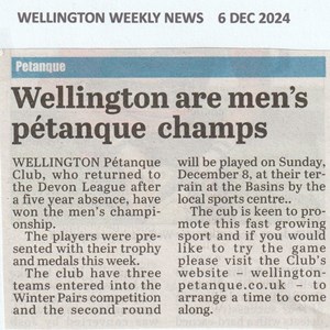 Wellington Pétanque Club Press Cuttings 2024