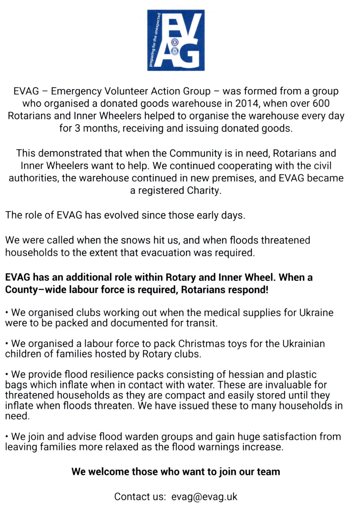 Sydling St Nicholas Parish Council EVAC Flood Resilience Help Support