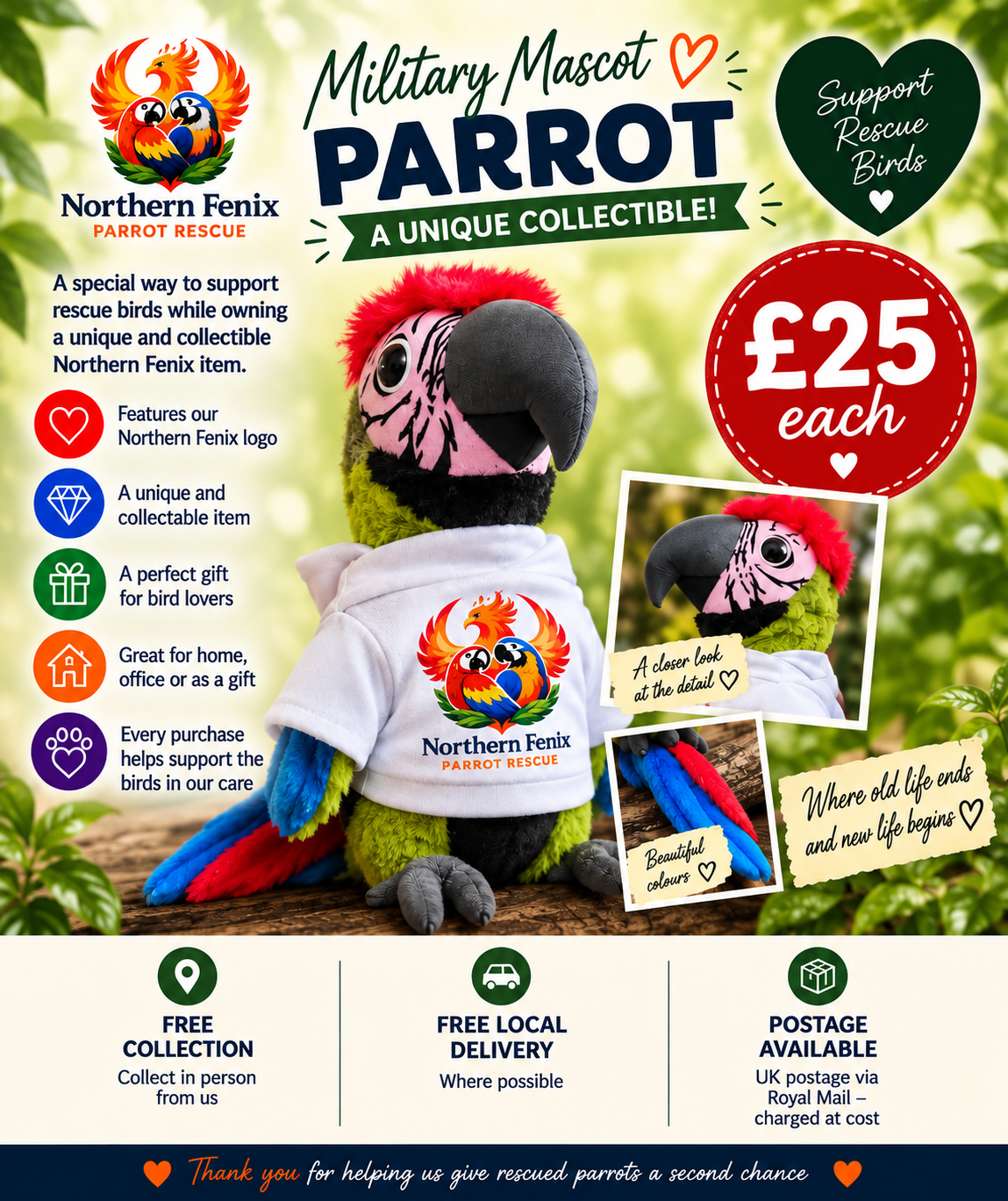 Northern Fenix Military Mascot Parrot — £25 each