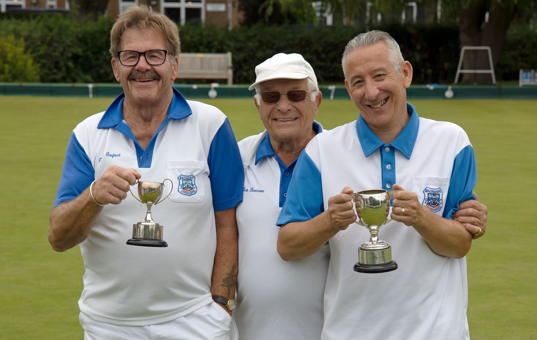 Mens Single Championship - Runner-Up George Gatford and winner Alex  Stavrou collecting trophies off Vice President Ernie Deverson