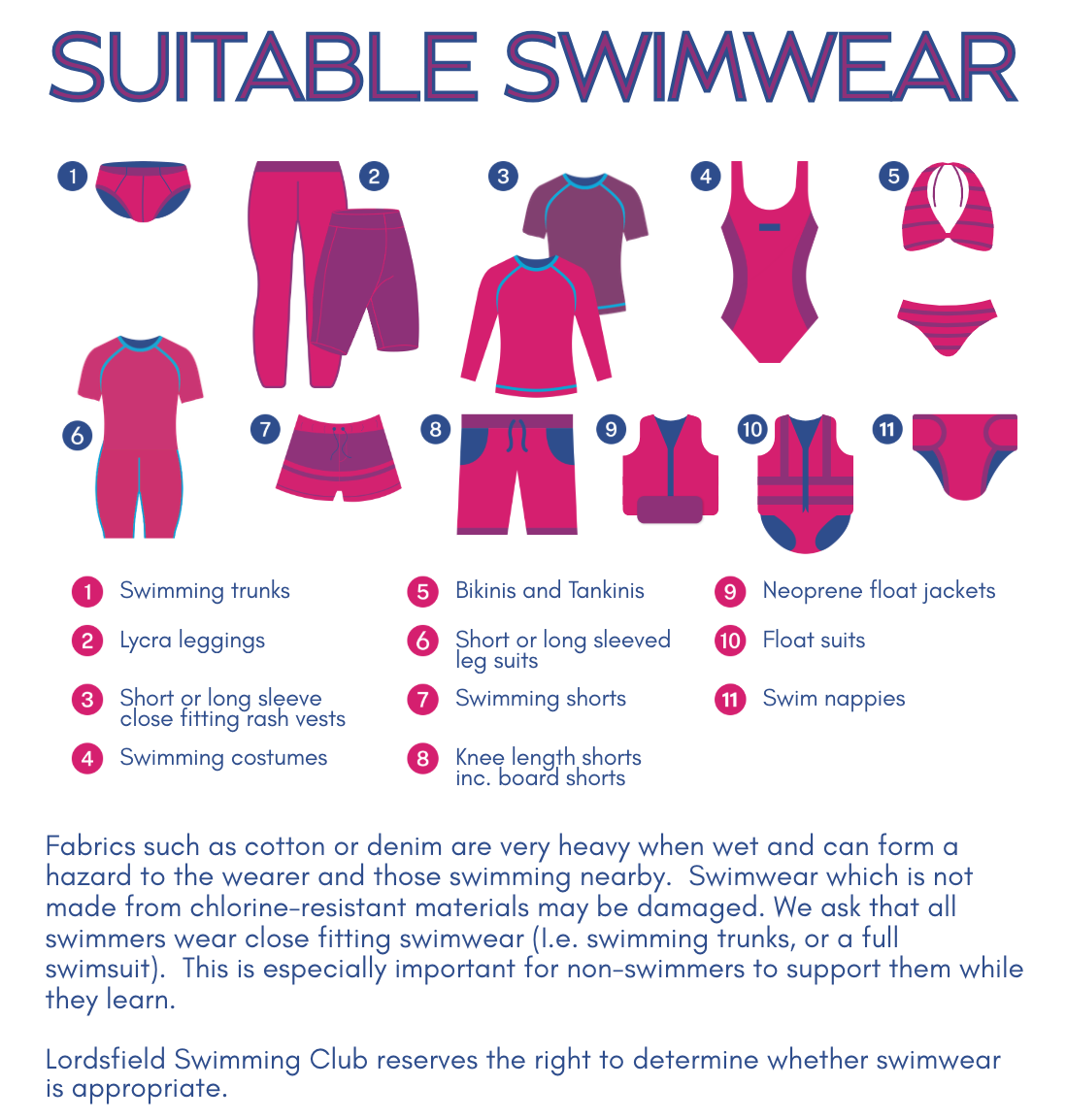 Lordsfield Swimming Club Suitable Swimwear