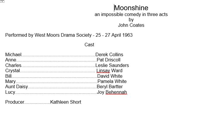 West Moors Drama Society Moonshine