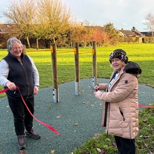 Cllr Lynda Wallis (right) & Cllr Heather Phillips (left) open the Trim Trail