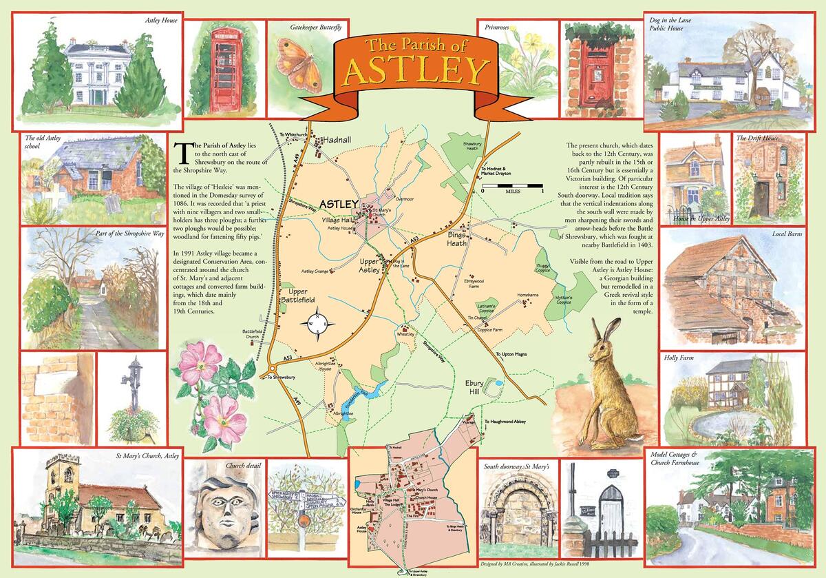 Illustrated map of Astley Parish