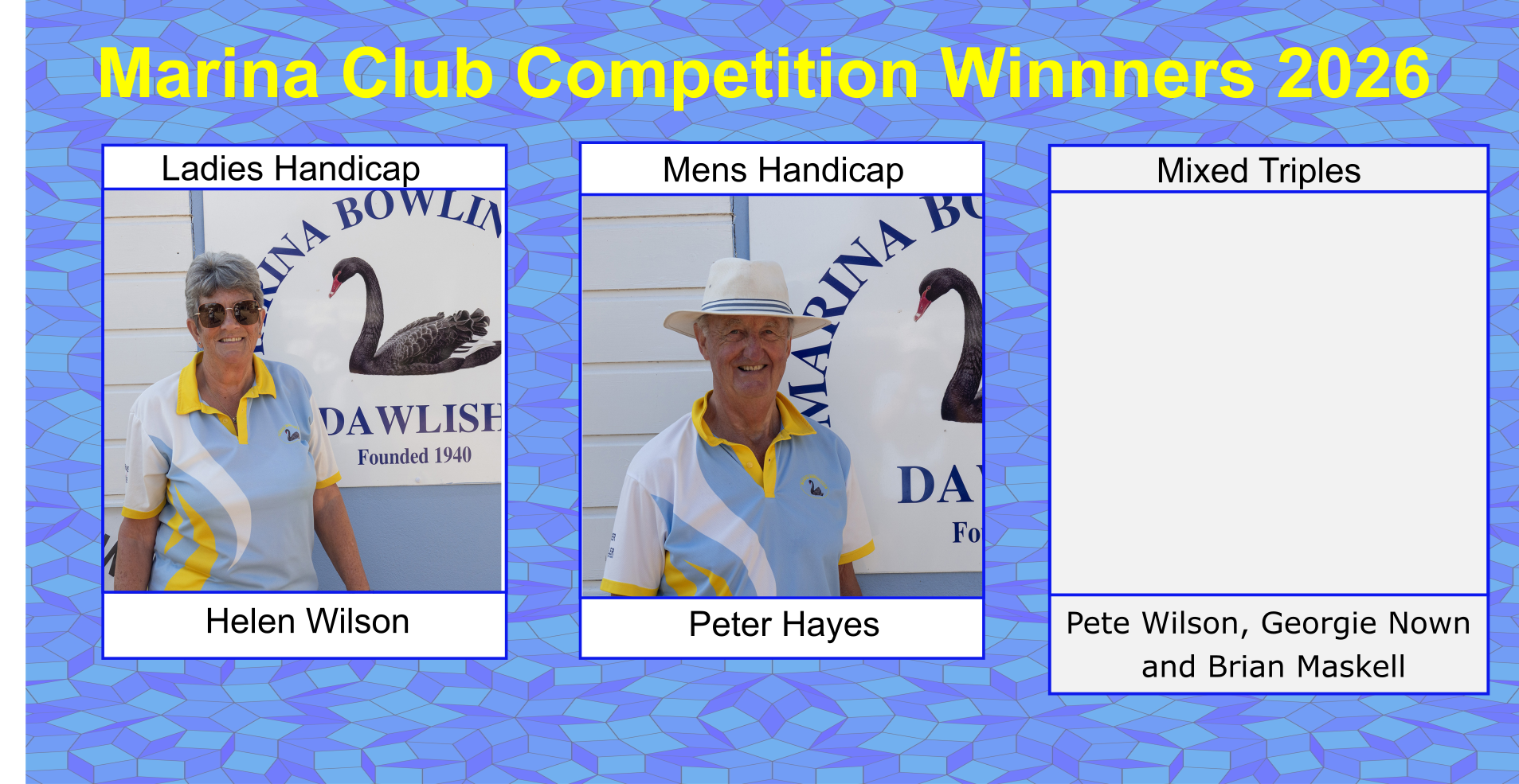 Marina Bowling Club Dawlish Competition Winners 2026