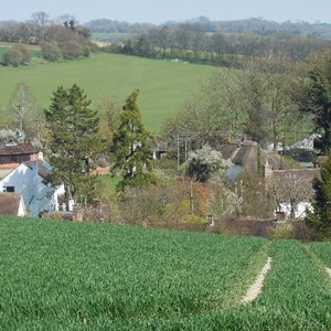 Looking down into the village from surrounding hills