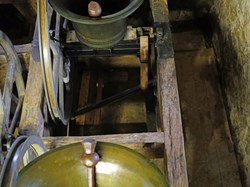Two of our bells, seen from above in the belfry