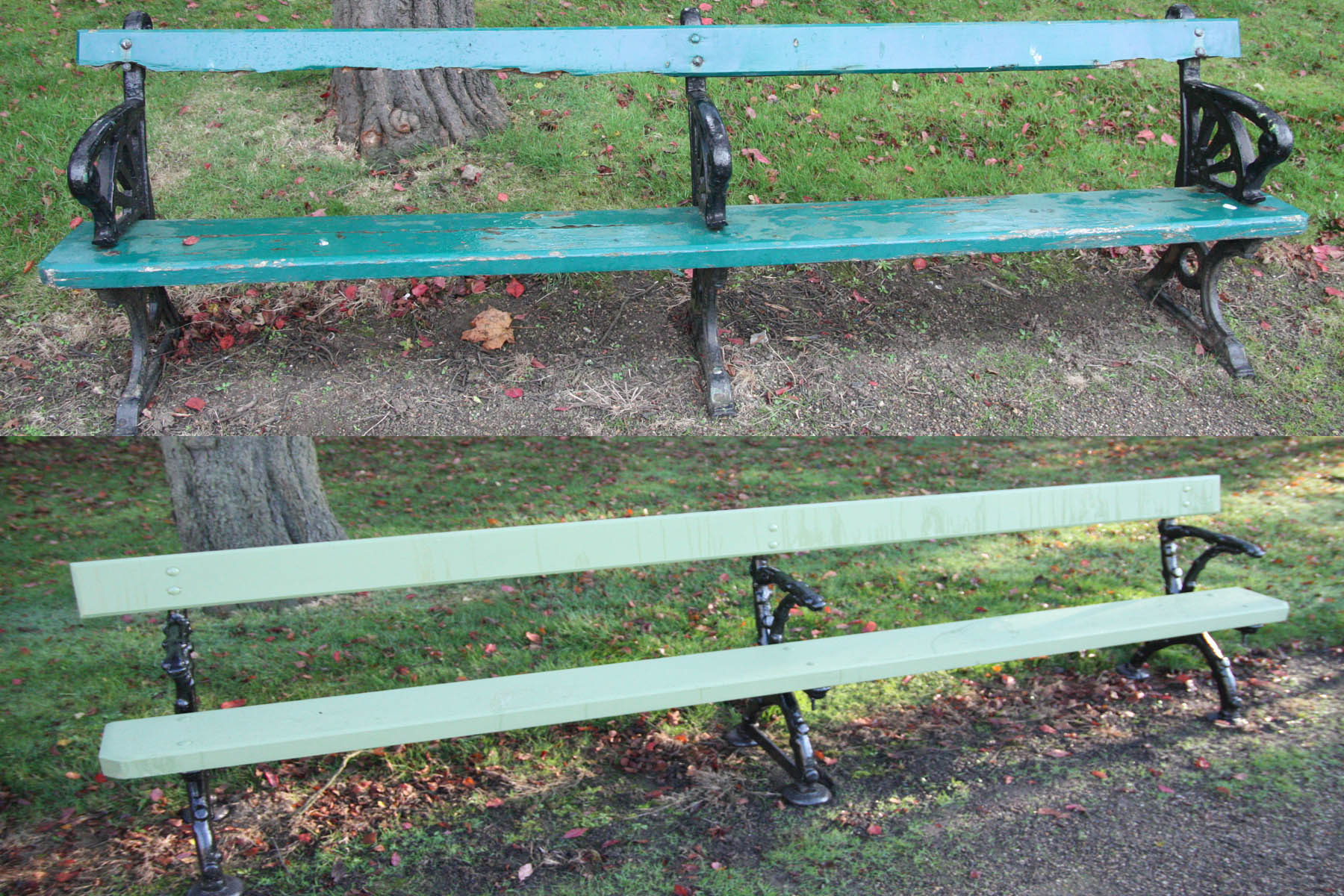 Benches before & after