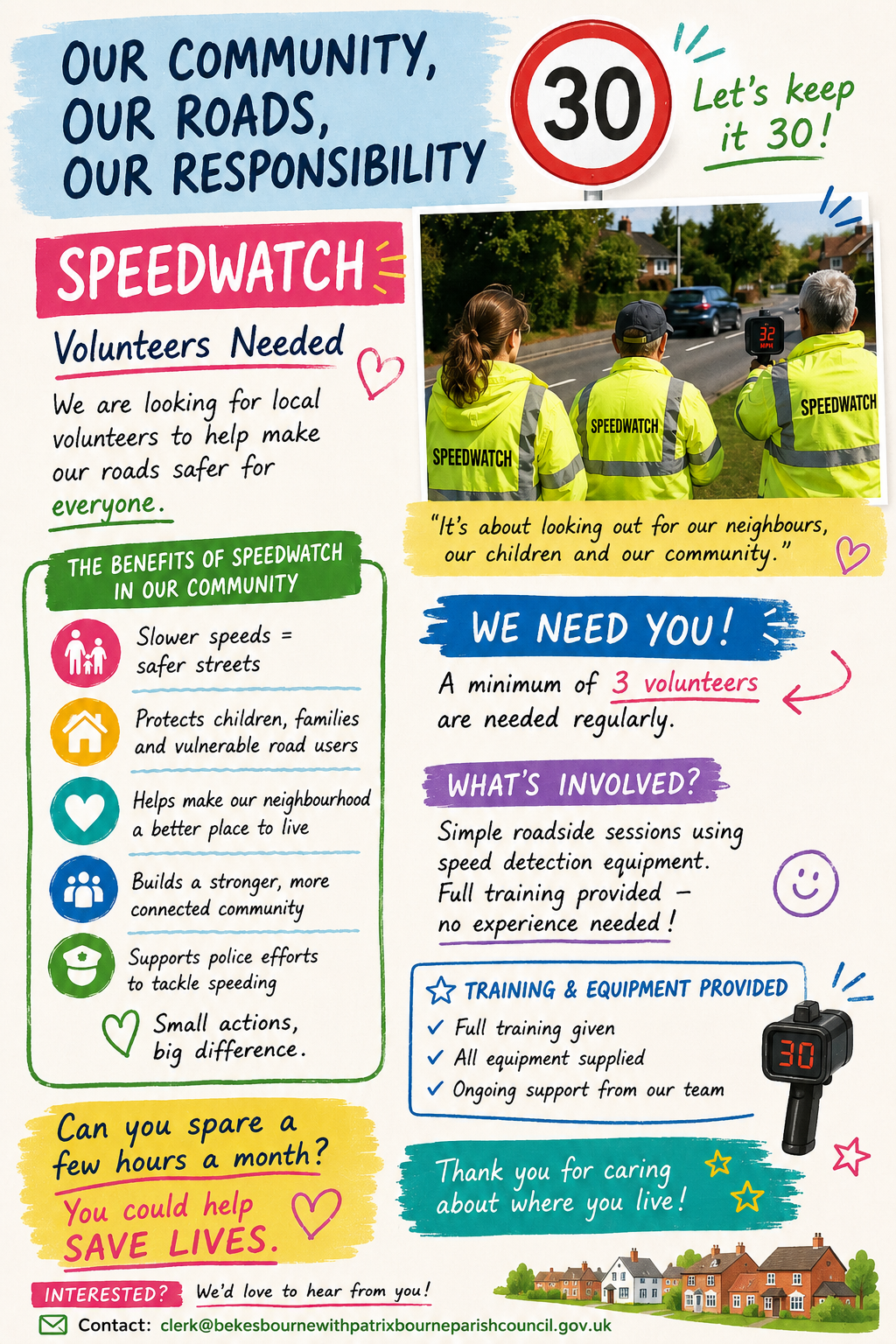 SPEEDWATCH VOLUNTEERS NEEDED!!