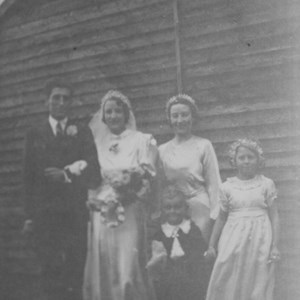 Wedding at The Hut (Written on the back - Bess Beattie, Edie)