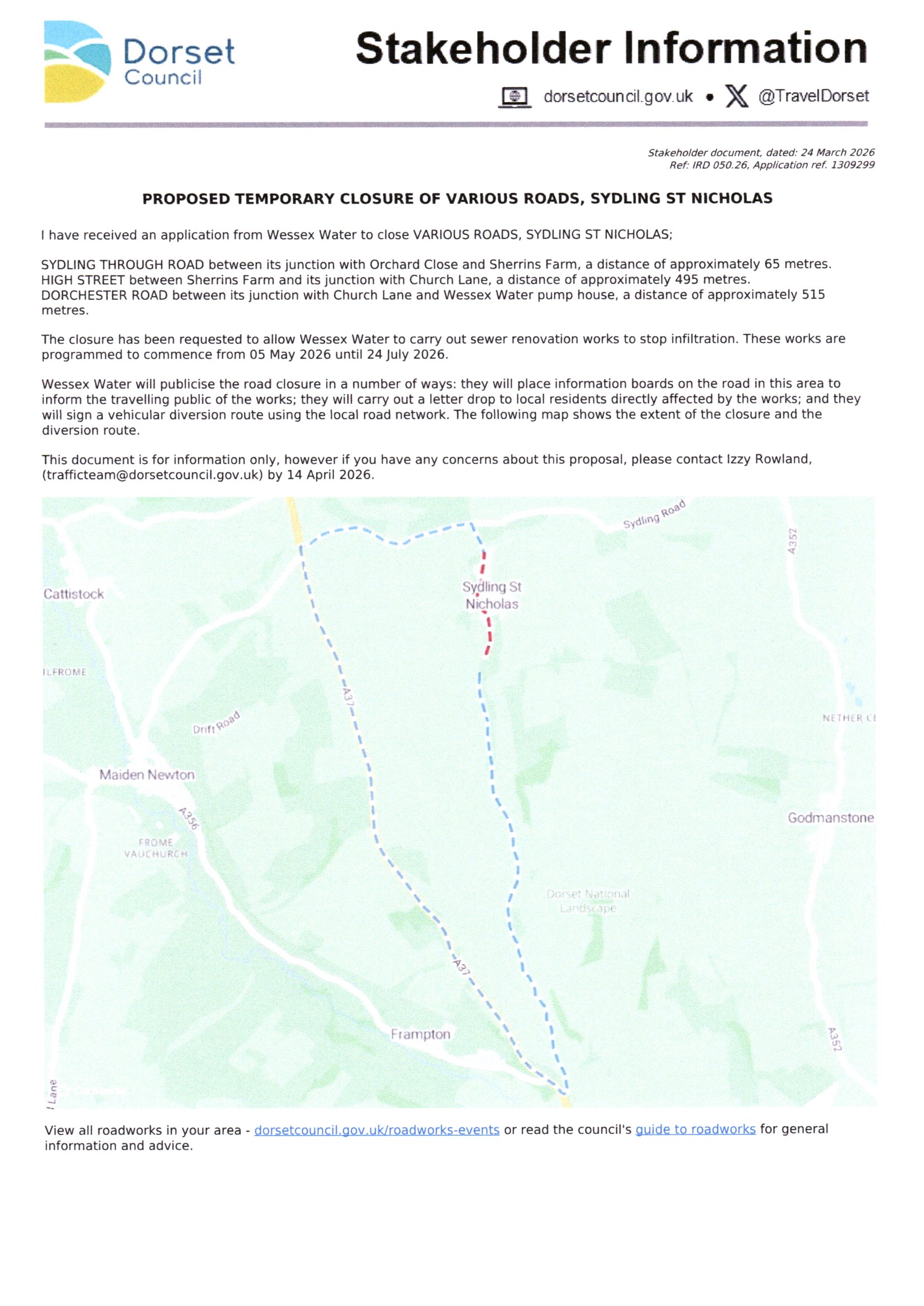 Sydling St Nicholas Parish Council Sewerage preventative water ingress work