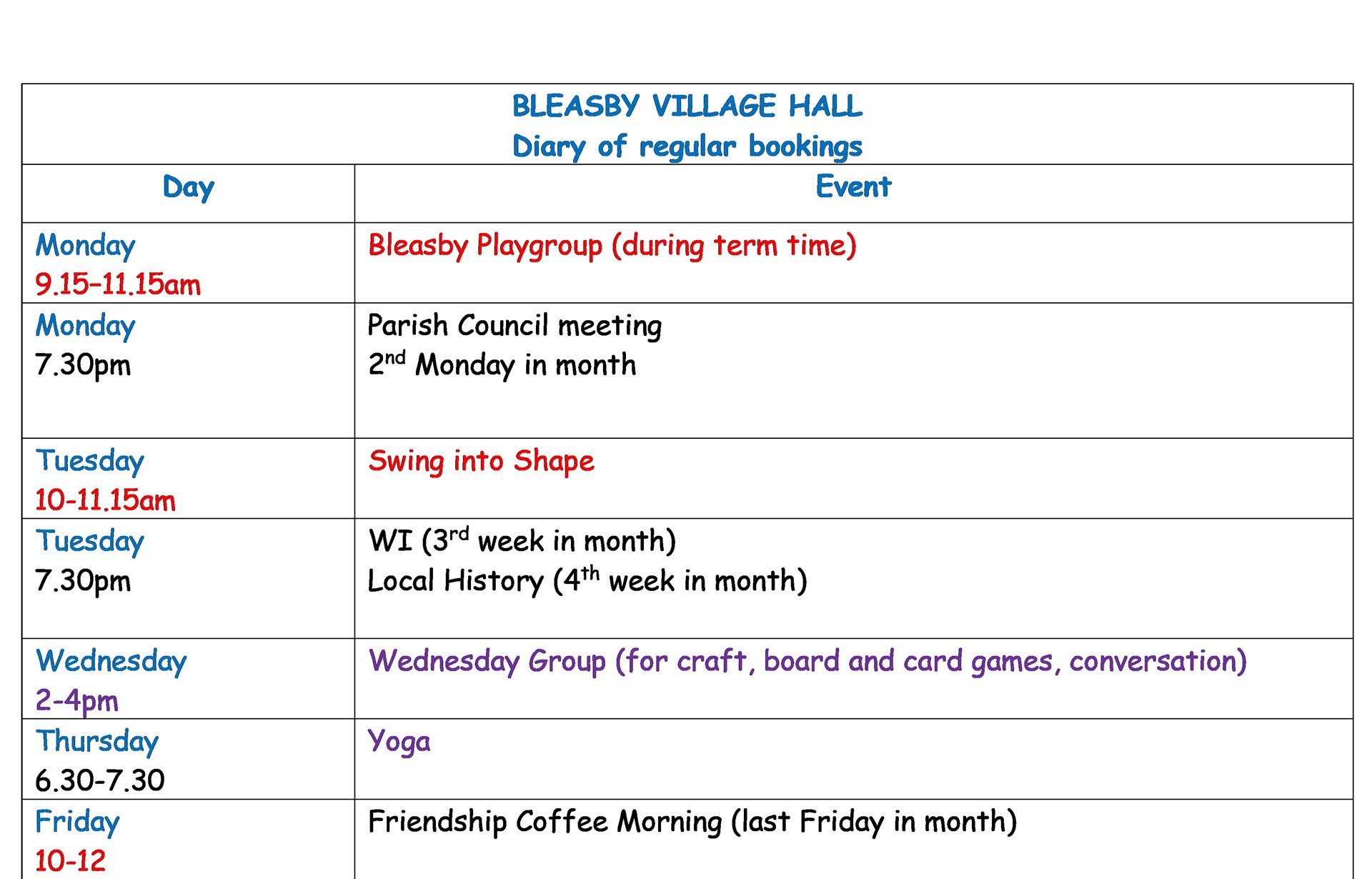 Bleasby Parish Council Village Hall