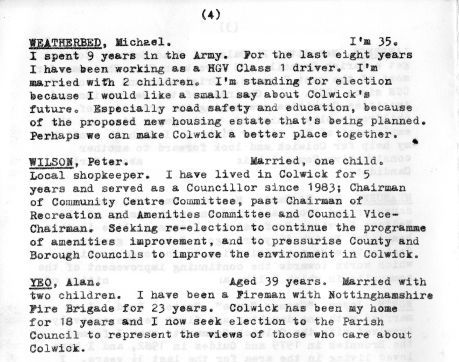 Colwick Parish Council Elections 1987