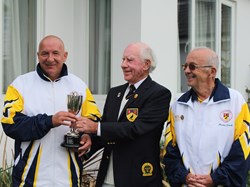 Novice Cup winner Paul Hubert  & runner up Martin French with President John Newland