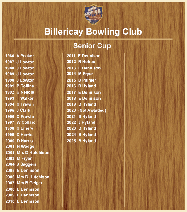 Billericay Bowling Club Senior Cup