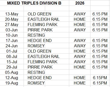 Folland Bowls Club League Fixtures