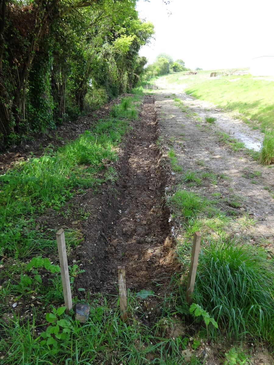 The very first section of track trench dug. This is approximately where our Ropley High Level Station stands currently, looking towards the summit of the line.