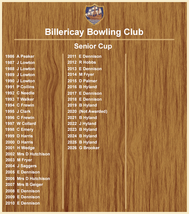 Billericay Bowling Club Senior Cup