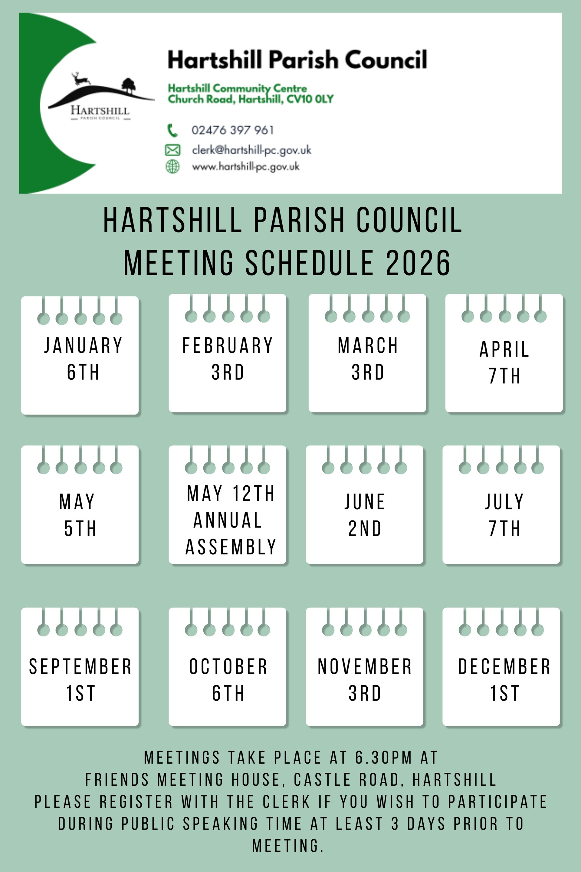 Meeting Schedule for 2026