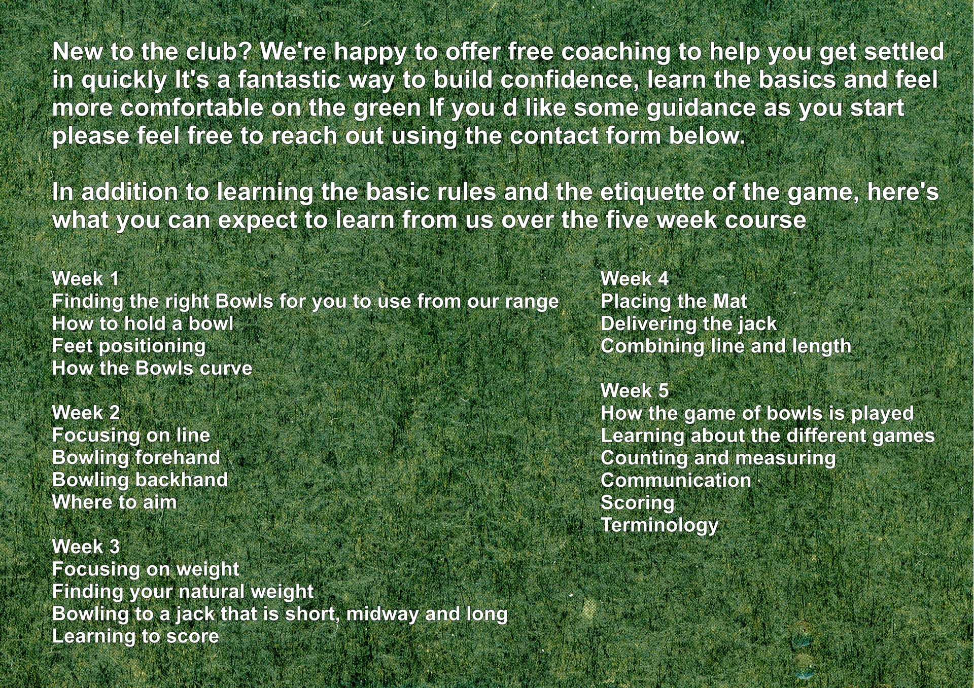 Rugby Thornfield Outdoor Bowls Club Coaching