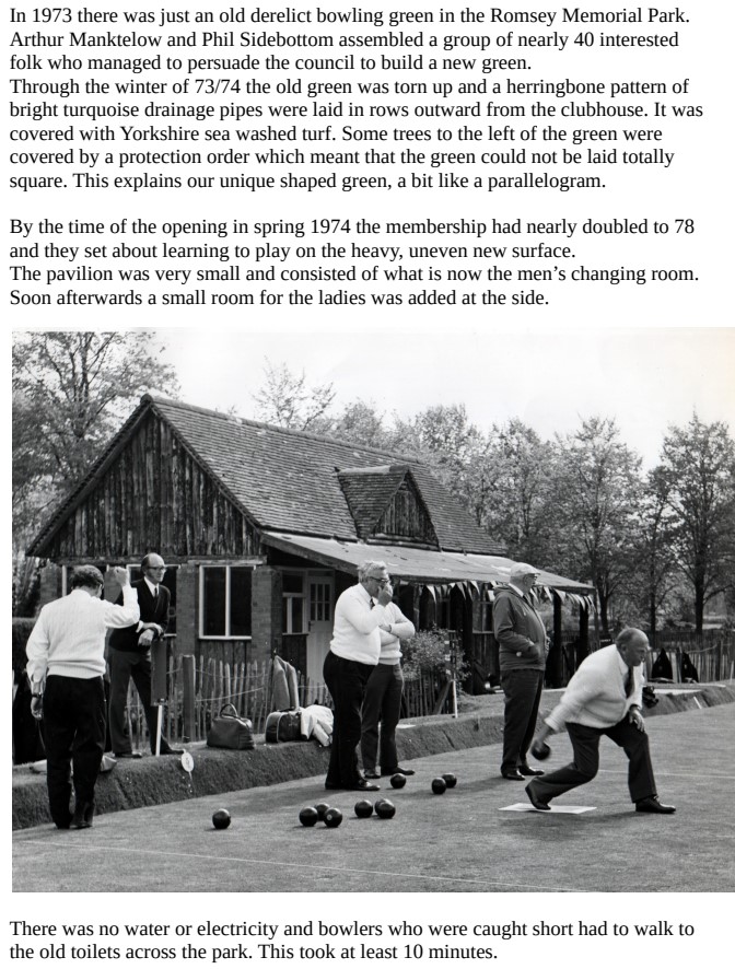 Romsey Bowling Club Club History