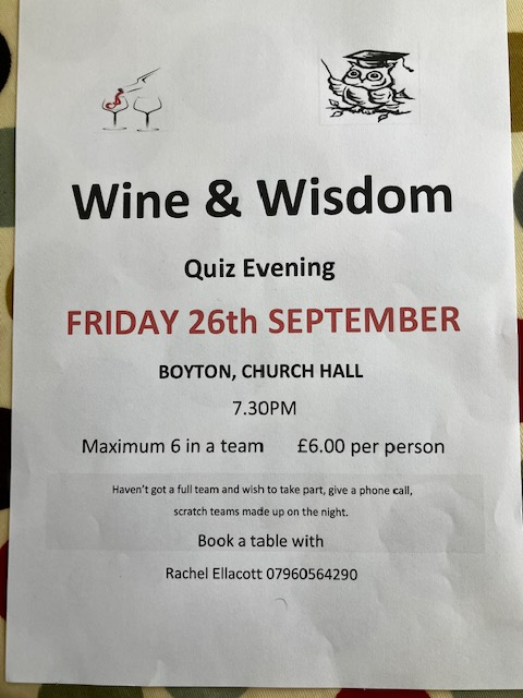 Boyton Parish Council Quiz - September 26