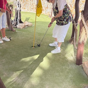 Joan playing her invisible ball