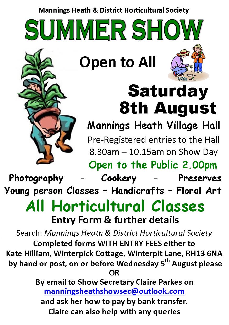 Mannings Heath & District Horticultural Society Summer Show 2026