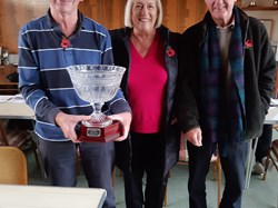 Brian and Dave with the Andy Davies Trophy presented by Ann
