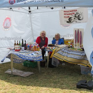 Barbara and Linda doing a good job selling raffle tickets.
