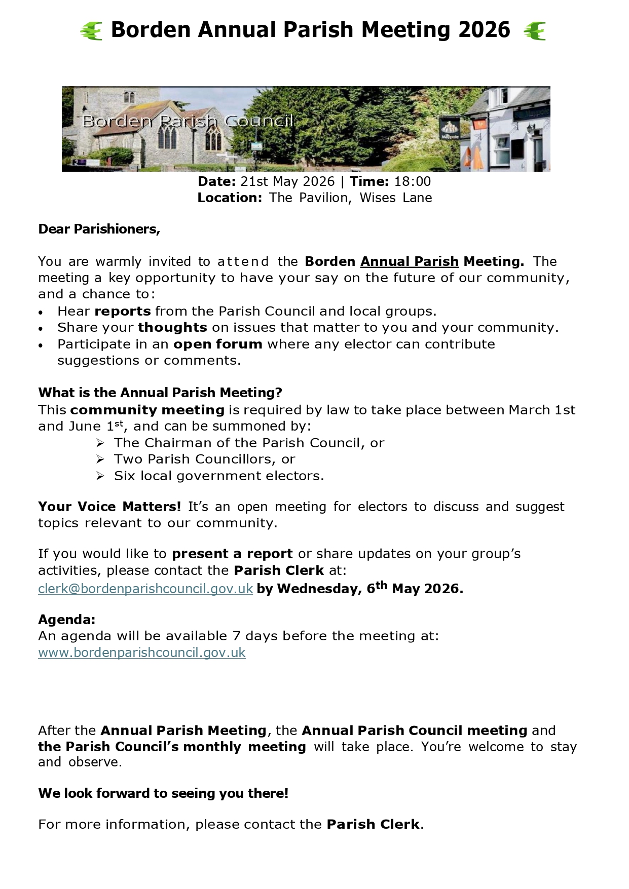 May 2026 Annual Parish Meeting