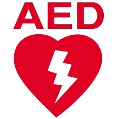 Defibrillator (AED) red heart logo