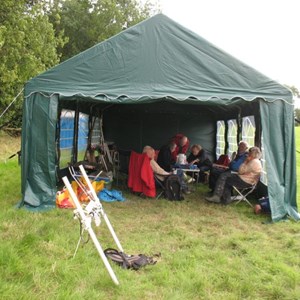 Lunch break for some in the party tent!