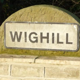 Wighill name plate and village stone plinth.