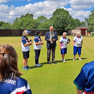 Holwell Sports BC President, Fred Thorpe, welcoming the teams