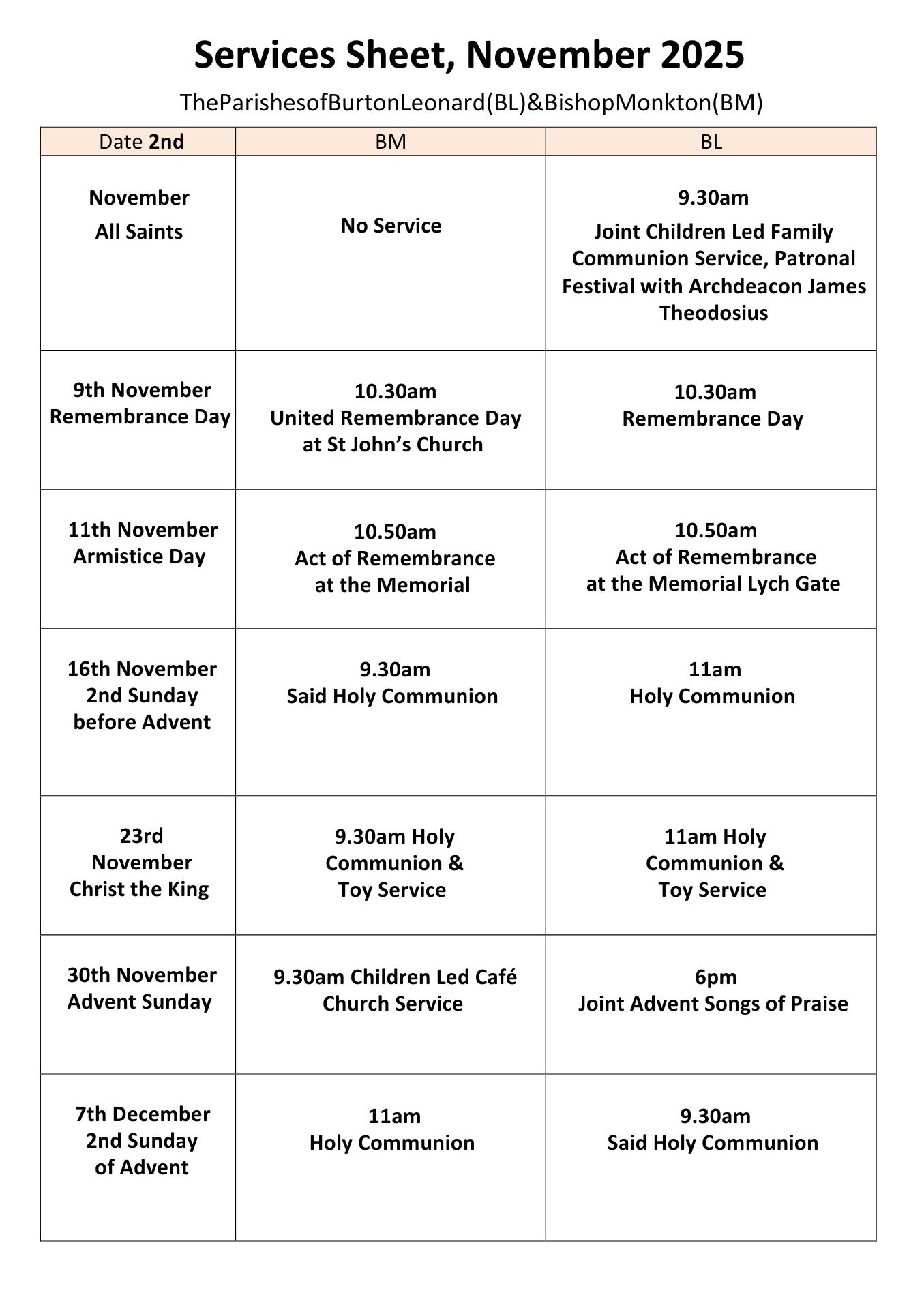 BISHOP MONKTON TODAY Services/Events/Vicar's Monthly Letter