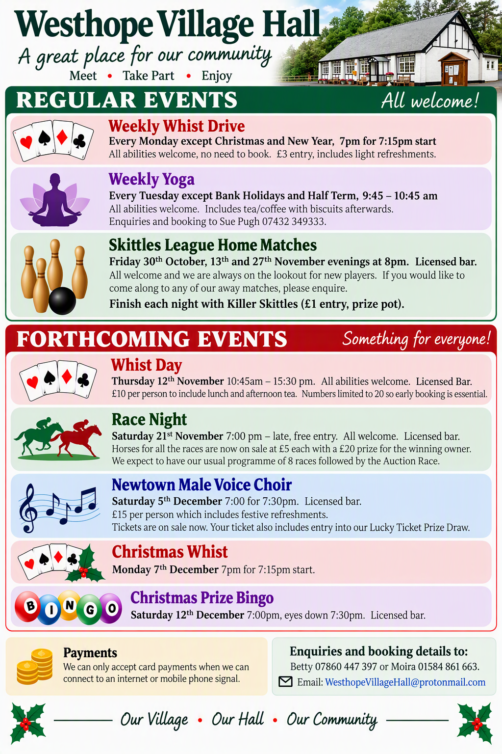 Westhope Village Hall Events