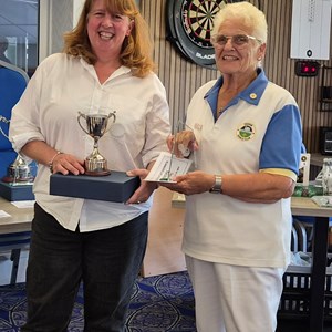 Pagham Captain, Eileen Shine Collecting Division 2Runner-Ups trophy
