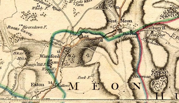 Warnford, Thomas Milne's one inch map of Hampshire, 1791