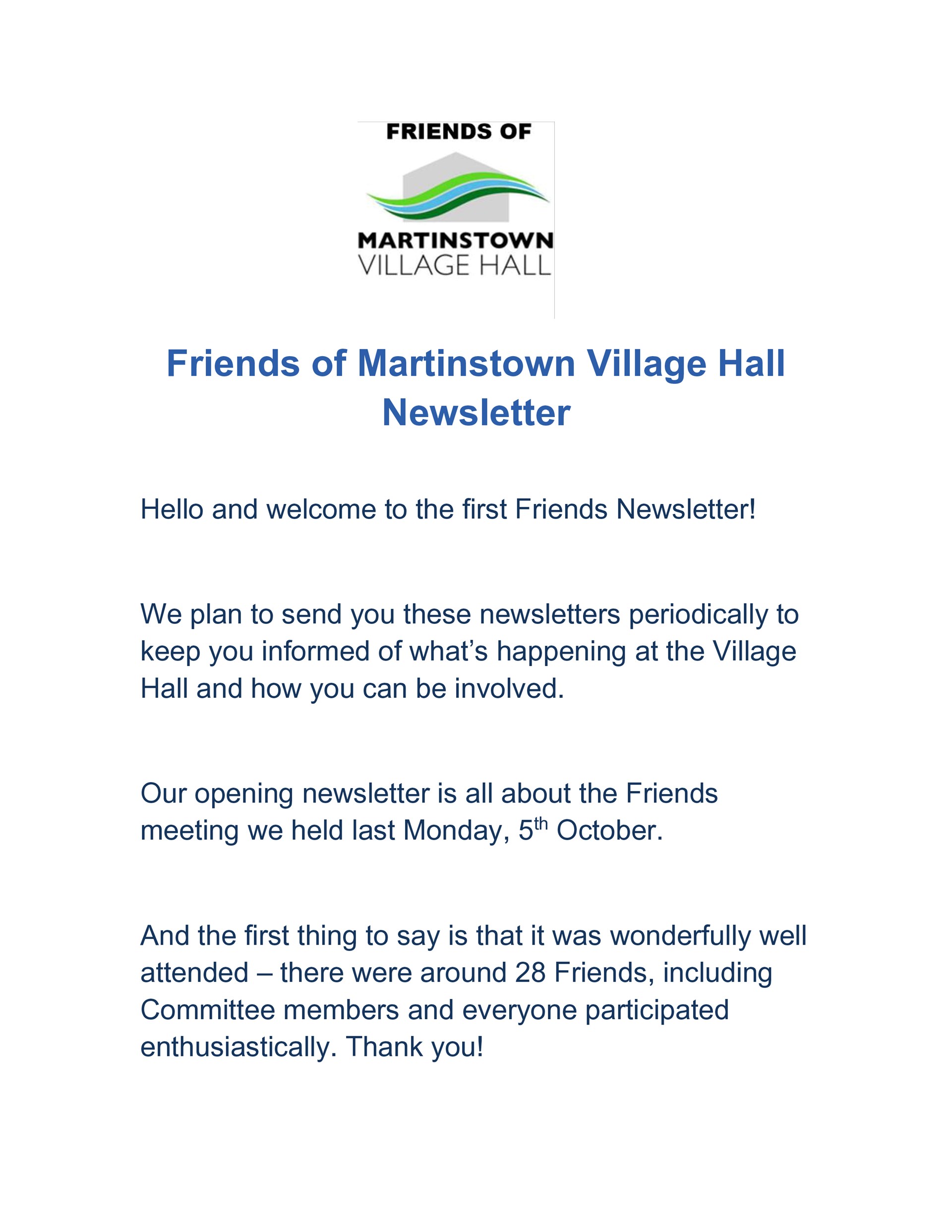 Martinstown Village Hall Friends of the Village Hall